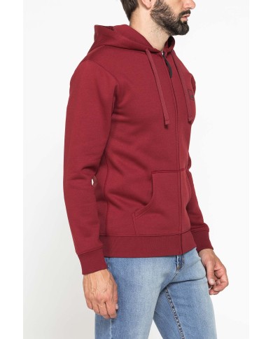 FELPA PESANTE GARZATA CON CAPPUCCIO E ZIP