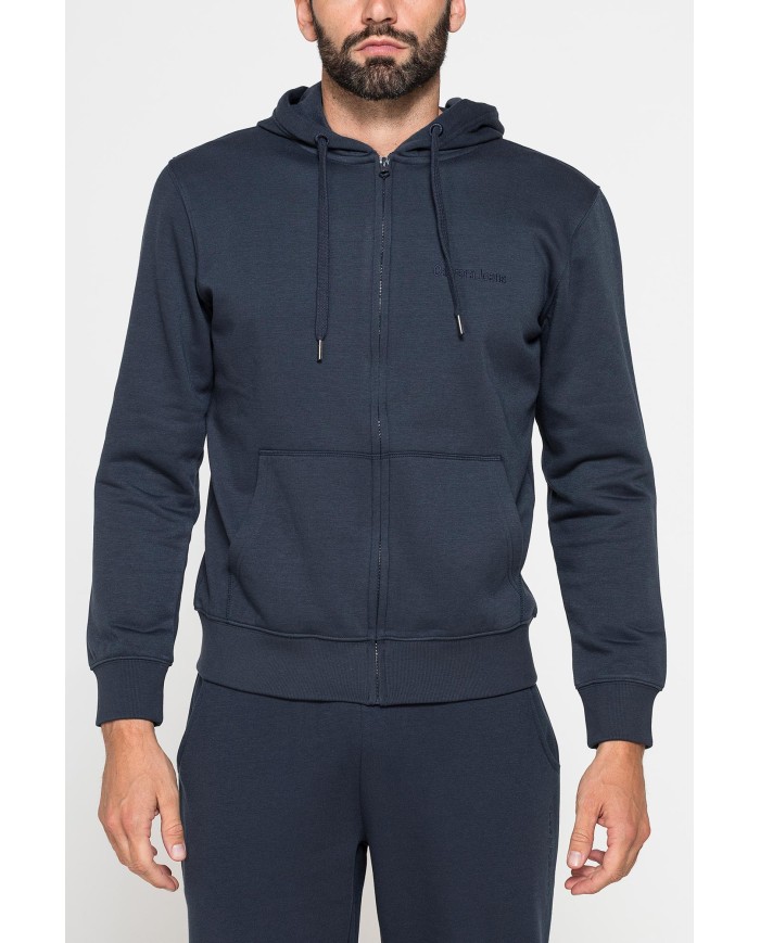 FELPA PESANTE GARZATA CON CAPPUCCIO E ZIP