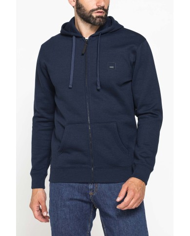 FELPA PESANTE GARZATA CON CAPPUCCIO E ZIP