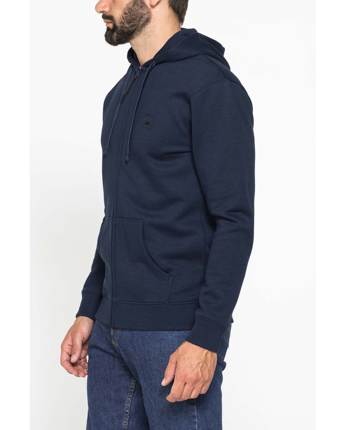 FELPA PESANTE GARZATA CON CAPPUCCIO E ZIP