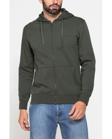 FELPA PESANTE GARZATA CON CAPPUCCIO E ZIP