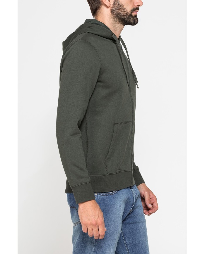 FELPA PESANTE GARZATA CON CAPPUCCIO E ZIP