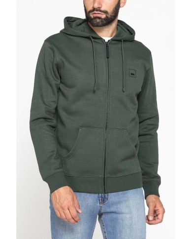 FELPA PESANTE GARZATA CON CAPPUCCIO E ZIP