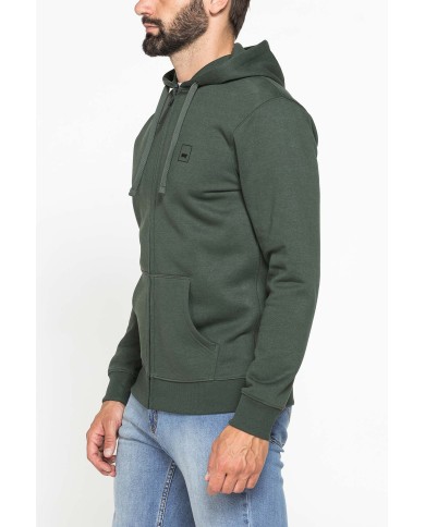 FELPA PESANTE GARZATA CON CAPPUCCIO E ZIP