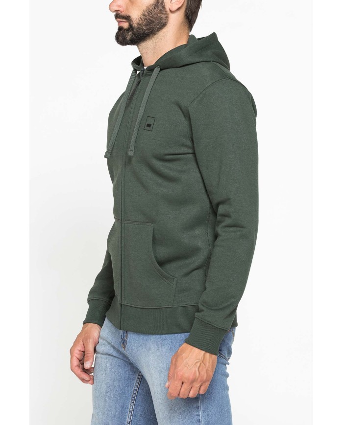 FELPA PESANTE GARZATA CON CAPPUCCIO E ZIP