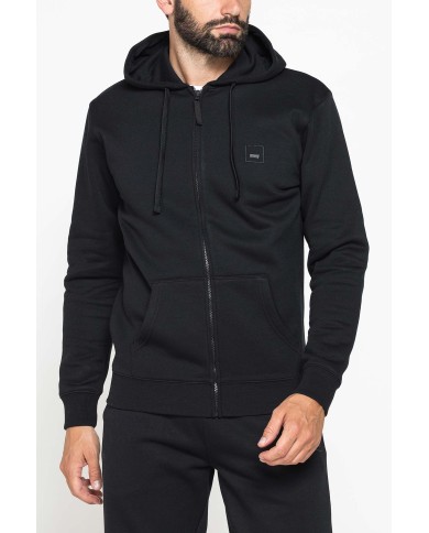 FELPA PESANTE GARZATA CON CAPPUCCIO E ZIP