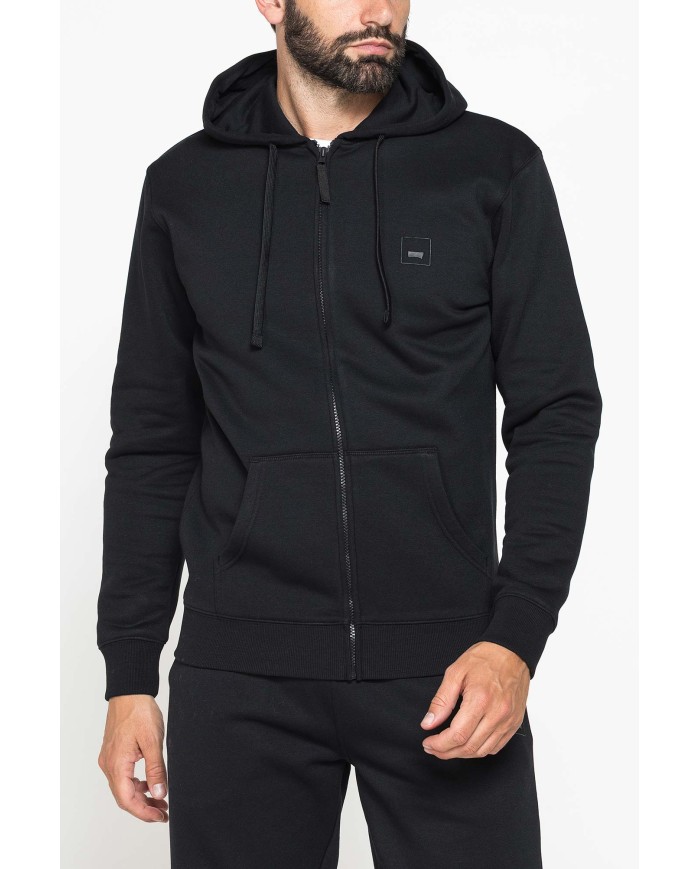 FELPA PESANTE GARZATA CON CAPPUCCIO E ZIP