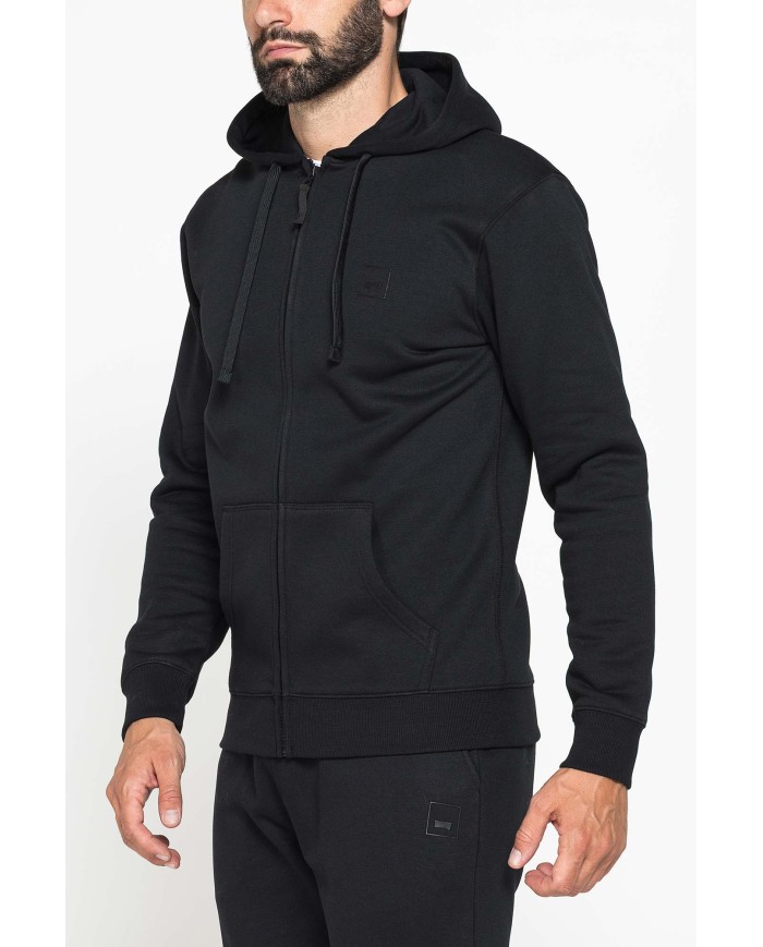 FELPA PESANTE GARZATA CON CAPPUCCIO E ZIP