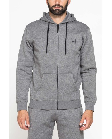 FELPA PESANTE GARZATA CON CAPPUCCIO E ZIP