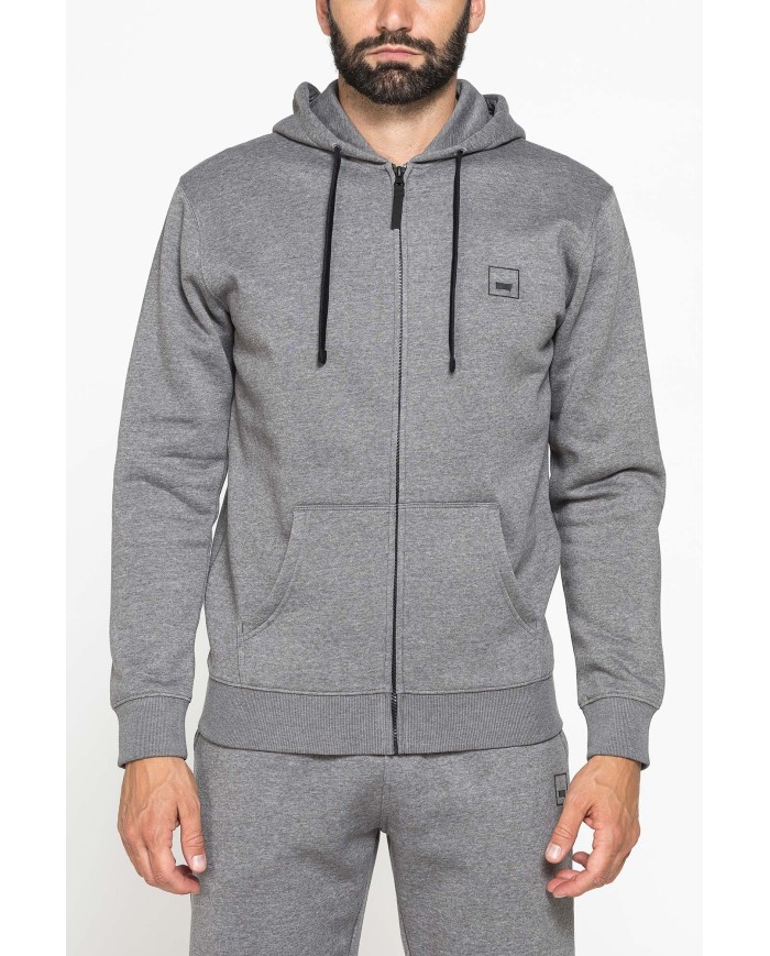 FELPA PESANTE GARZATA CON CAPPUCCIO E ZIP
