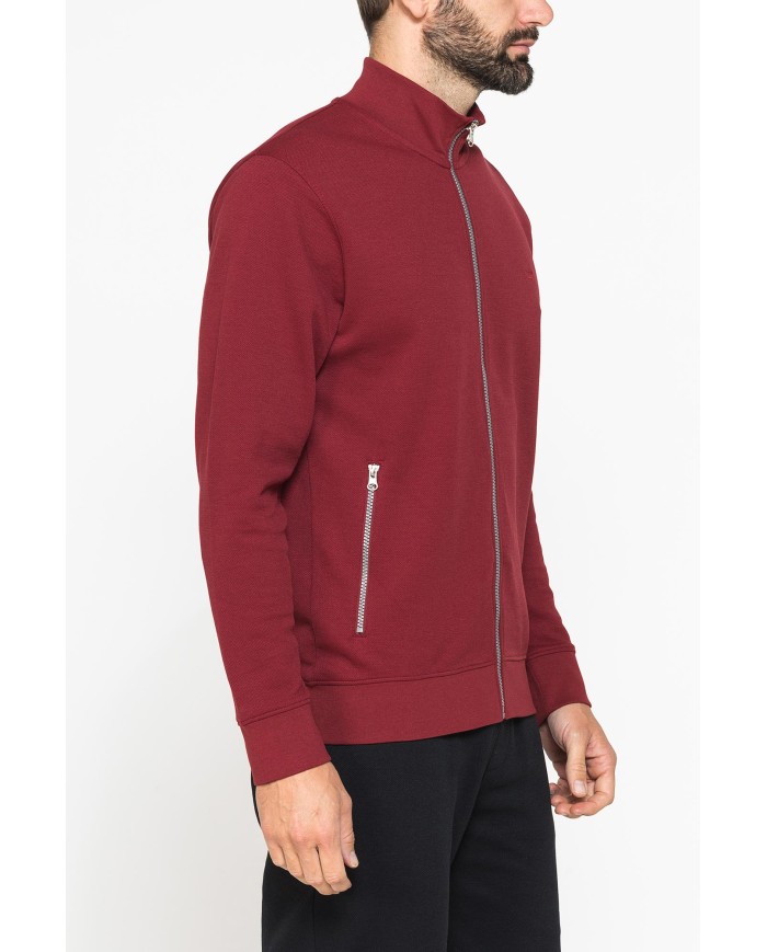 FELPA CASUAL FULL ZIP IN PIQUET CON TASCHE