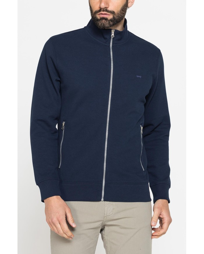 FELPA CASUAL FULL ZIP IN PIQUET CON TASCHE