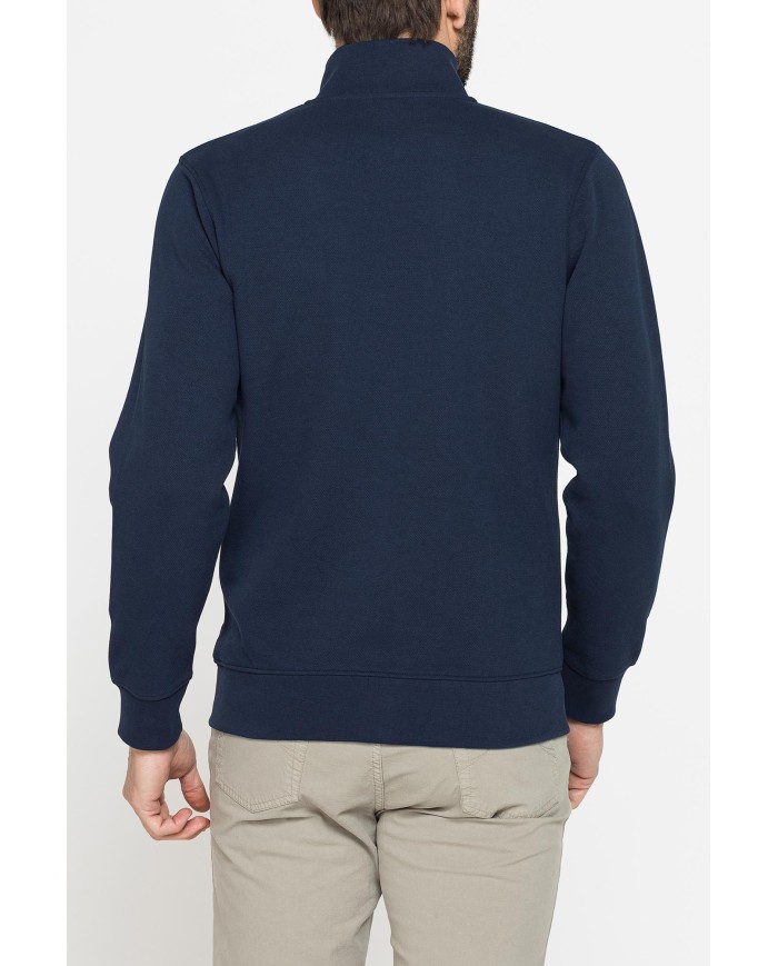 FELPA CASUAL FULL ZIP IN PIQUET CON TASCHE