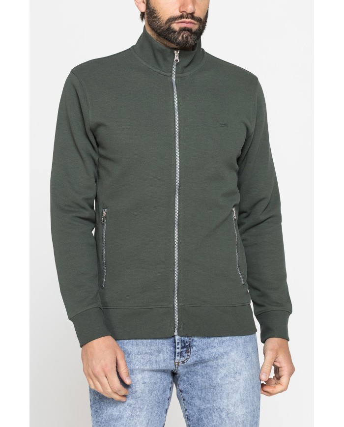 FELPA CASUAL FULL ZIP IN PIQUET CON TASCHE