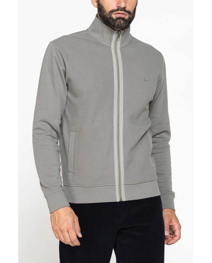 FELPA FULL ZIP DA UOMO IN TESSUTO LAVORATO