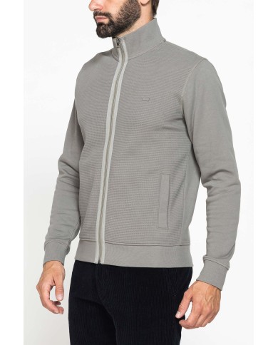 FELPA FULL ZIP DA UOMO IN TESSUTO LAVORATO