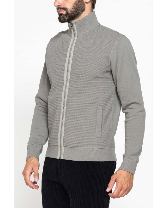 FELPA FULL ZIP DA UOMO IN TESSUTO LAVORATO