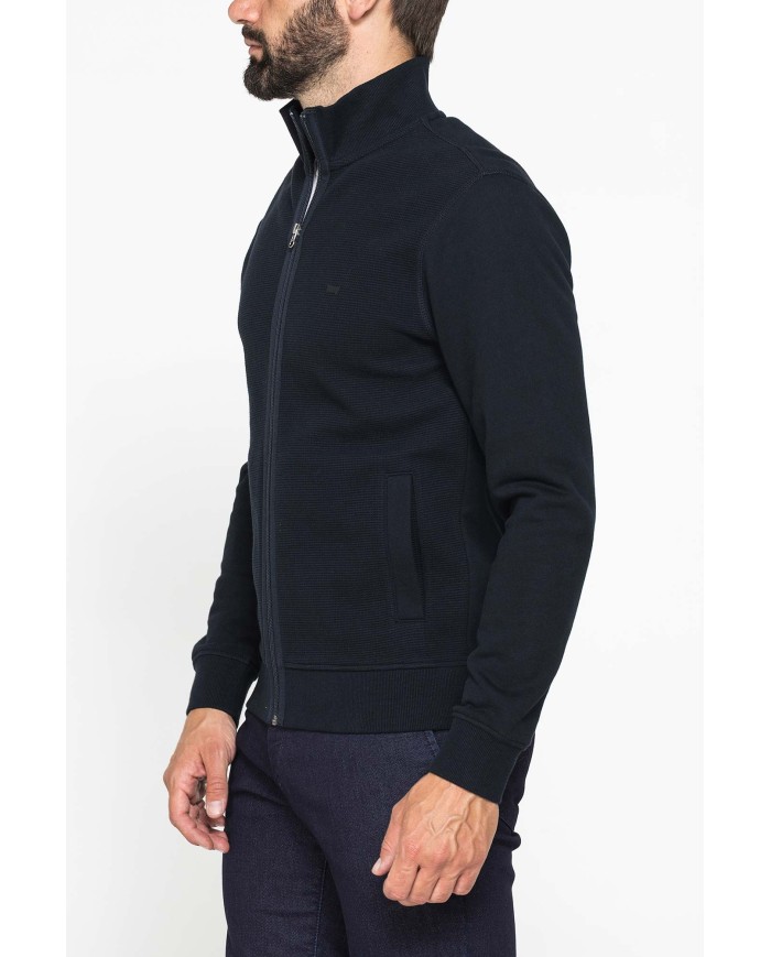 FELPA FULL ZIP DA UOMO IN TESSUTO LAVORATO