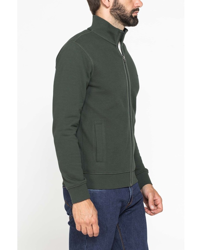FELPA FULL ZIP DA UOMO IN TESSUTO LAVORATO