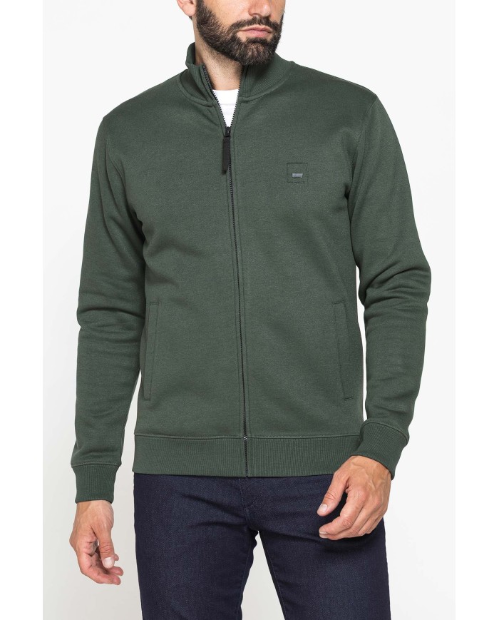 FELPA FULL ZIP CON INTERNO FELPATO E TASCHE INSERITE