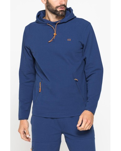 FELPA UOMO SPORTIVA IN PIQUET CON CAPPUCCIO E ZIP