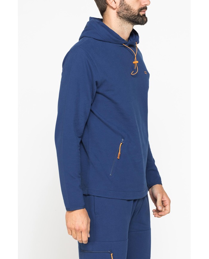 FELPA UOMO SPORTIVA IN PIQUET CON CAPPUCCIO E ZIP