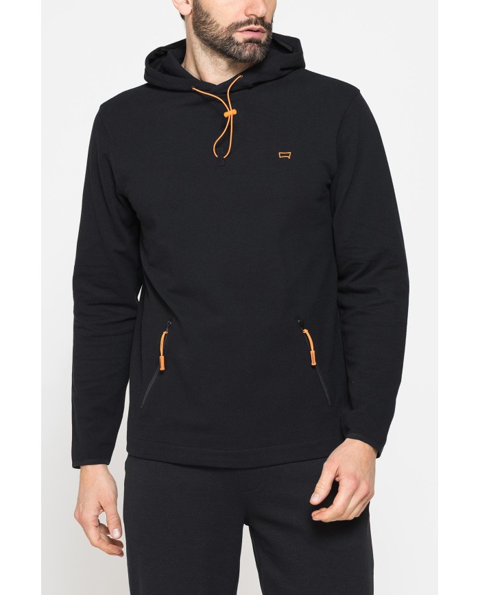 FELPA UOMO SPORTIVA IN PIQUET CON CAPPUCCIO E ZIP