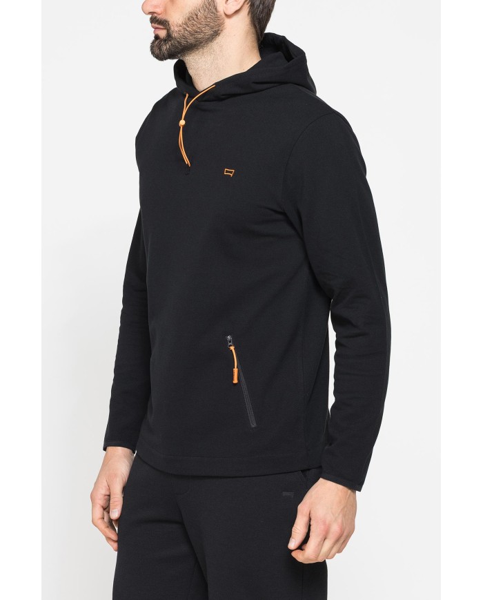 FELPA UOMO SPORTIVA IN PIQUET CON CAPPUCCIO E ZIP