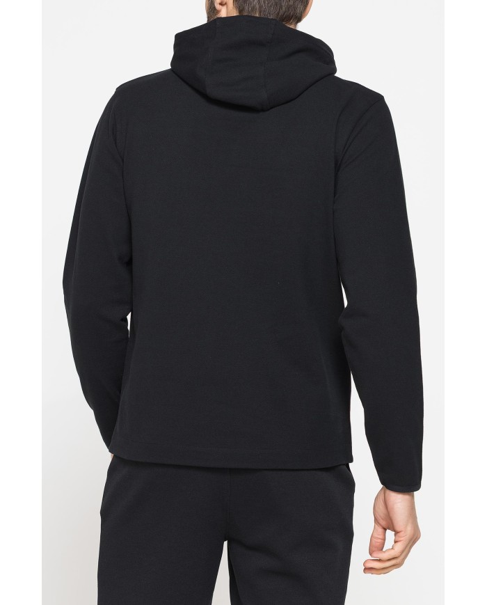 FELPA UOMO SPORTIVA IN PIQUET CON CAPPUCCIO E ZIP