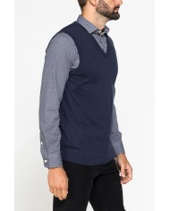 GILET SCOLLO A V IN COTONE ORGANICO E LANA MERINO