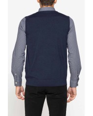 GILET SCOLLO A V IN COTONE ORGANICO E LANA MERINO