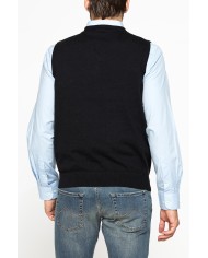 GILET SCOLLO A V IN COTONE ORGANICO E LANA MERINO