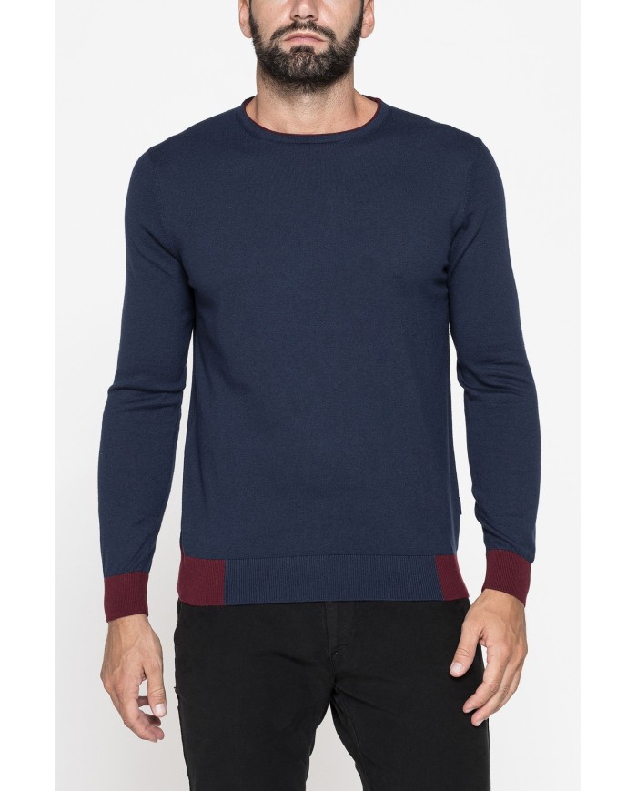 MAGLIA GIROCOLLO MISTO COTONE/CASHMERE