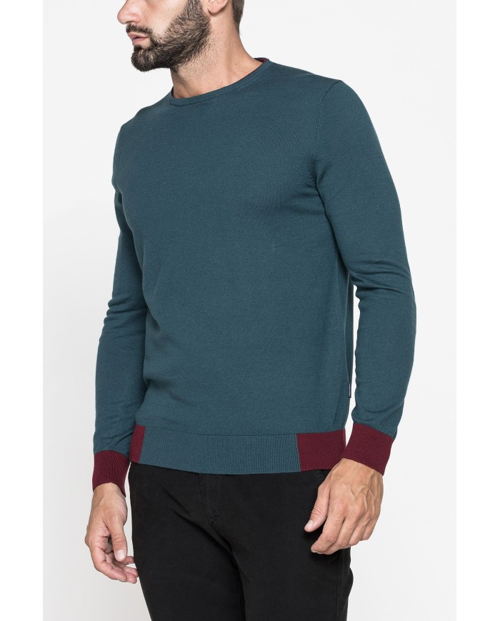 MAGLIA GIROCOLLO MISTO COTONE/CASHMERE