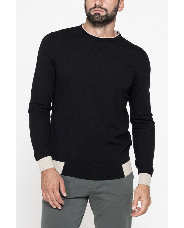 MAGLIA GIROCOLLO MISTO COTONE/CASHMERE