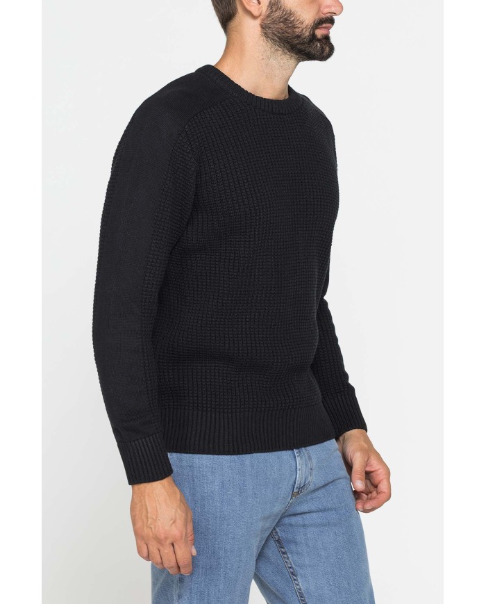 MAGLIONE A COSTA INGLESE IN PREGIATO CALDO COTONE