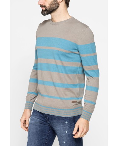 MAGLIA GIROCOLLO A RIGHE IN COTONE ORGANICO