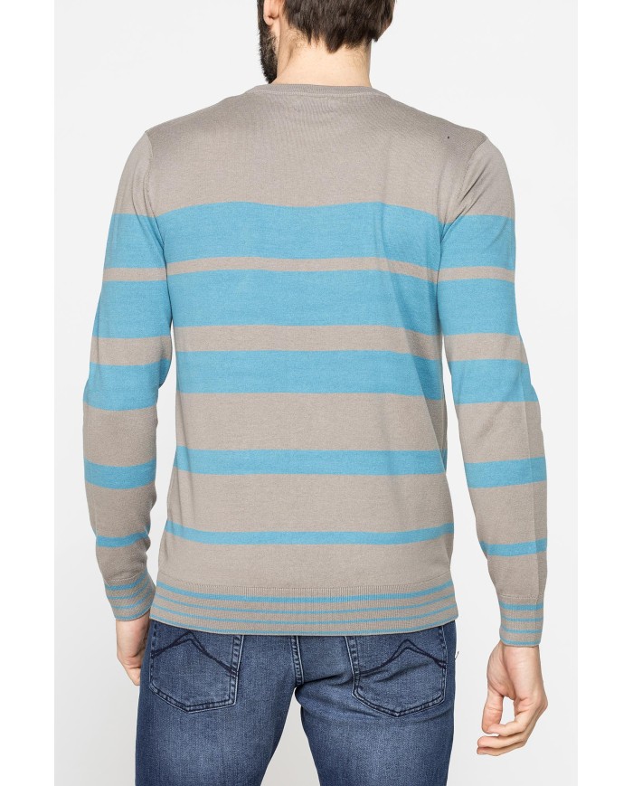 MAGLIA GIROCOLLO A RIGHE IN COTONE ORGANICO
