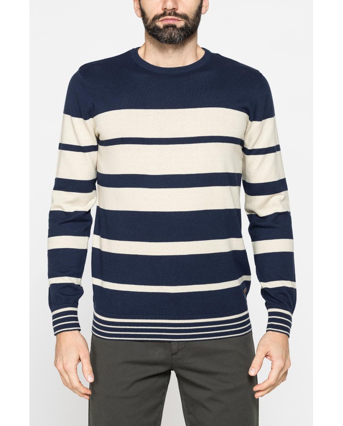 MAGLIA GIROCOLLO A RIGHE IN COTONE ORGANICO