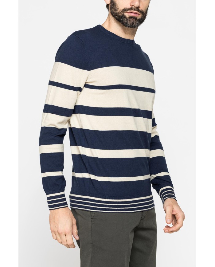 MAGLIA GIROCOLLO A RIGHE IN COTONE ORGANICO