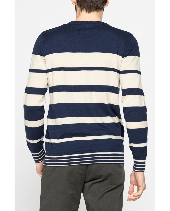 MAGLIA GIROCOLLO A RIGHE IN COTONE ORGANICO
