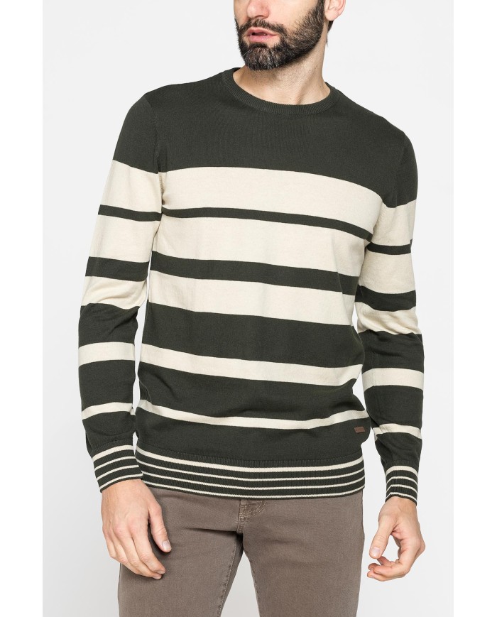 MAGLIA GIROCOLLO A RIGHE IN COTONE ORGANICO