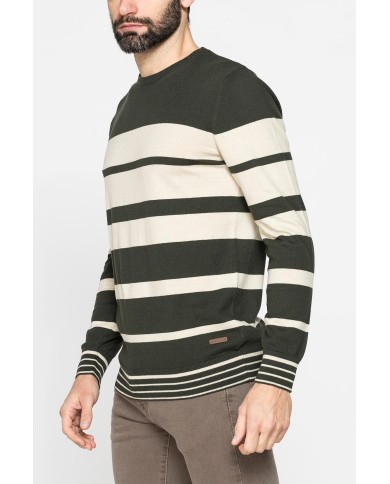 MAGLIA GIROCOLLO A RIGHE IN COTONE ORGANICO