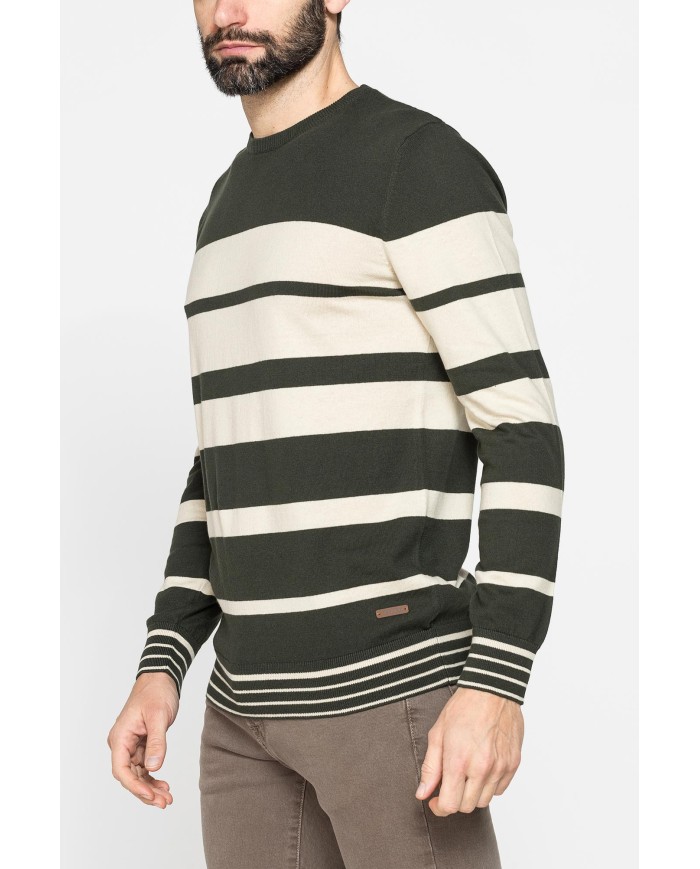 MAGLIA GIROCOLLO A RIGHE IN COTONE ORGANICO