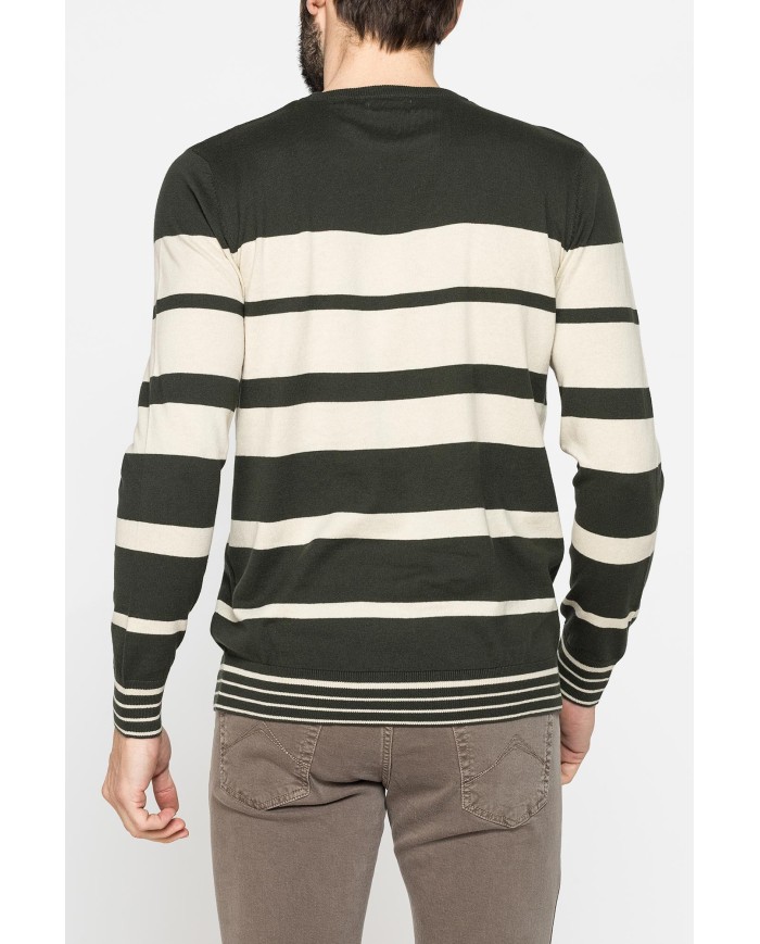MAGLIA GIROCOLLO A RIGHE IN COTONE ORGANICO