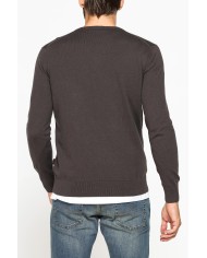 MAGLIA SCOLLO A V IN COTONE ORGANICO E LANA MERINO