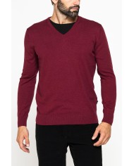 MAGLIA SCOLLO A V IN COTONE ORGANICO E LANA MERINO