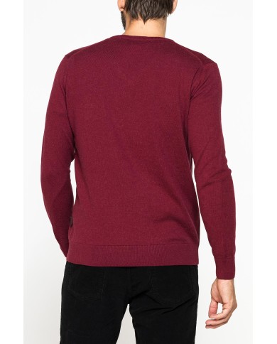 MAGLIA SCOLLO A V IN COTONE ORGANICO E LANA MERINO