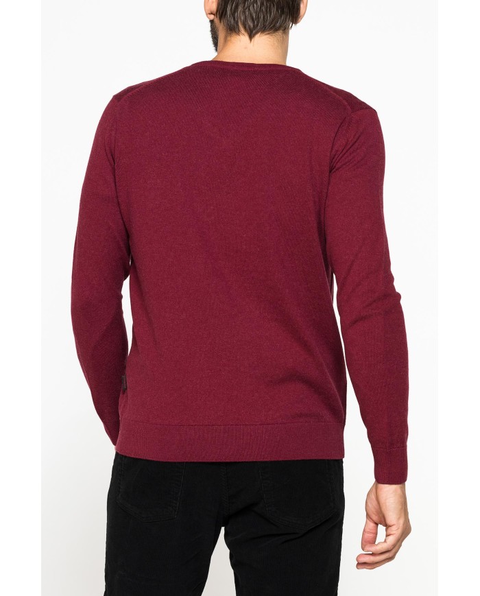 MAGLIA SCOLLO A V IN COTONE ORGANICO E LANA MERINO