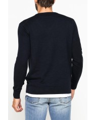 MAGLIA SCOLLO A V IN COTONE ORGANICO E LANA MERINO